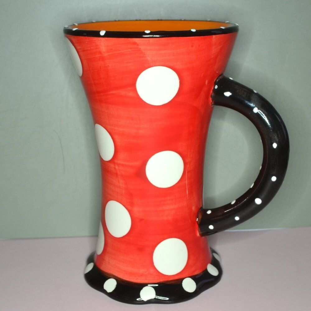 Pair Of Pier 1 Colorful Mugs Polka Dots Stripes Vivid Colors Drinkware - Picture 7 of 11